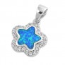 Pendentif Fleur orné d'Opale bleue en Argent 925