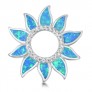 Pendentif Soleil orné d'Opale bleue en Argent 925