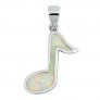 Pendentif Note de Musique orné d'Opale blanche en Argent 925