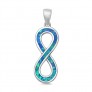 Pendentif Symbole Infini orné d'Opale bleue en Argent 925