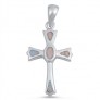 Pendentif Croix orné d'Opale blanche en Argent 925