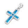 Pendentif Croix orné d'Opale bleue en Argent 925