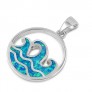 Pendentif Vagues orné d'Opale bleue en Argent 925