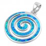 Pendentif Spirale orné d'Opale bleue en Argent 925