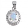 Pendentif Médaillon ovale orné d'une Opale bleue en Argent 925