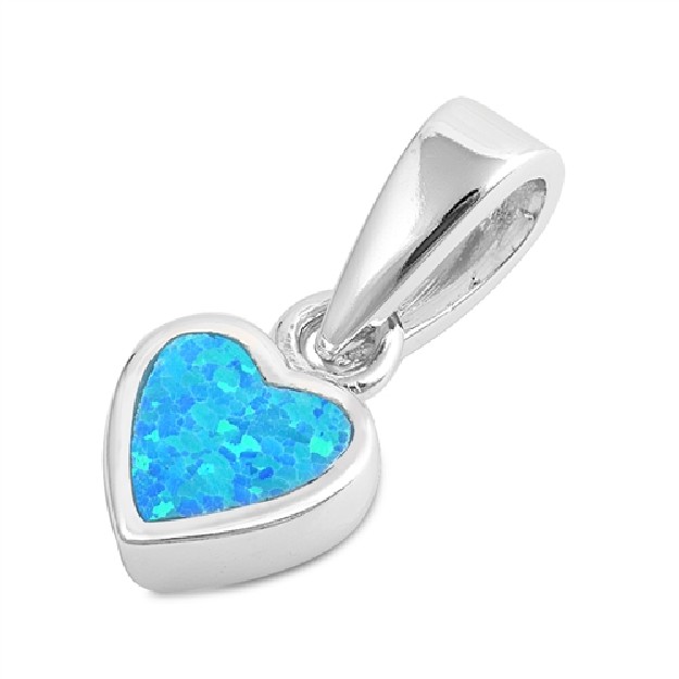 Pendentif Cœur orné d'une Opale bleue en Argent 925