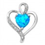 Pendentif Cœur orné d'une Opale bleue en Argent 925