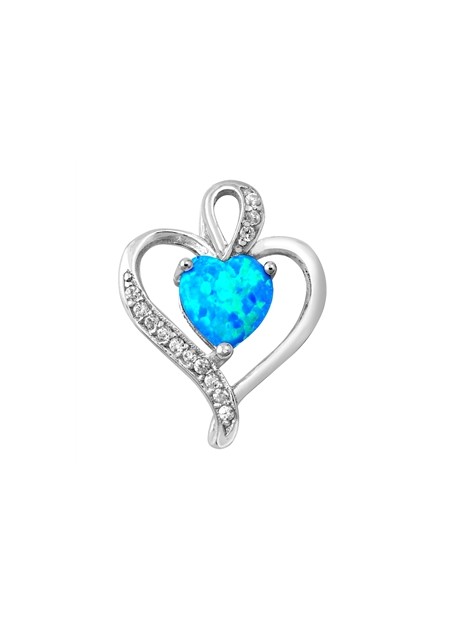 Pendentif Cœur orné d'une Opale bleue en Argent 925