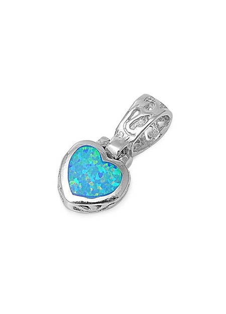 Pendentif Cœur orné d'une Opale bleue en Argent 925