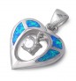 Pendentif Cœur orné d'Opale bleue en Argent 925