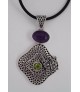 AGNES CREATIONS / JOLI PENDENTIF EN ARGENT 925 ORNE D'UNE AMETHYSTE & PERIDOT