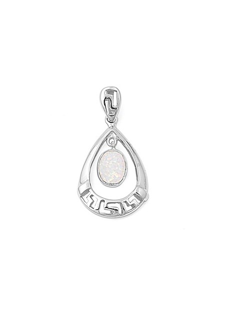 Pendentif Médaillon ovale orné d'une Opale blanche en Argent 925