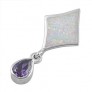 Pendentif Losange orné d'une Opale blanche avec une Améthyste violette en Argent 925