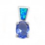 Pendentif orné d'une Opale bleue avec un Saphir bleu en Argent 925