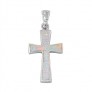 Pendentif Croix orné d'une Opale blanche en Argent 925