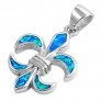 Pendentif Fleur de Lys orné d'Opale bleue en Argent 925