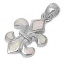 Pendentif Fleur de Lys orné d'Opale blanche en Argent 925