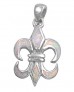 Pendentif Fleur de Lys orné d'Opale rose en Argent 925