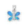 Pendentif Papillon orné d'Opale bleue en Argent 925