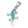 Pendentif Lézard orné d'une Opale bleue en Argent 925