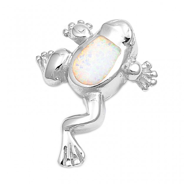 Pendentif Grenouille orné d'une Opale en Argent 925