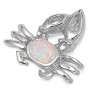 Pendentif Crabe orné d'une Opale blanche en Argent 925