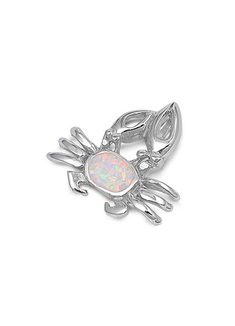 Pendentif Crabe orné d'une Opale blanche en Argent 925