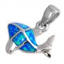 Pendentif Poisson orné d'Opale bleue en Argent 925