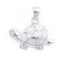 Pendentif Tortue de mer orné d'Opale blanche en Argent 925