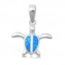 Pendentif Tortue de mer orné d'Opale bleue en Argent 925