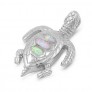 Pendentif Tortue de mer orné d'Opale blanche en Argent 925