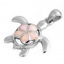 Pendentif Tortue de mer & Fleur orné d'Opale rose en Argent 925