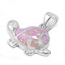 Pendentif Tortue de mer orné d'Opale rose en Argent 925