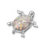 Pendentif Tortue de mer orné d'Opale blanche en Argent 925