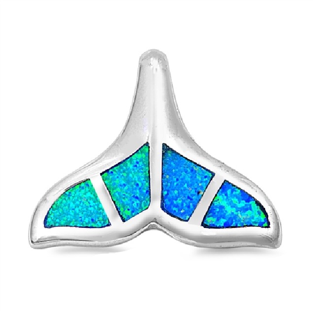 Pendentif Queue de Baleine orné d'Opale bleue en Argent 925