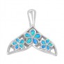 Pendentif Queue de Baleine & Fleurs orné d'Opale bleue en Argent 925