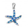 Pendentif Étoile de mer orné d'Opale bleue en Argent 925