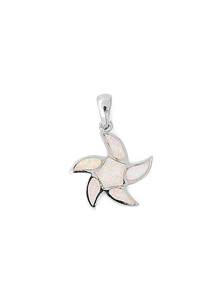 Pendentif Étoile de mer orné d'Opale blanche en Argent 925