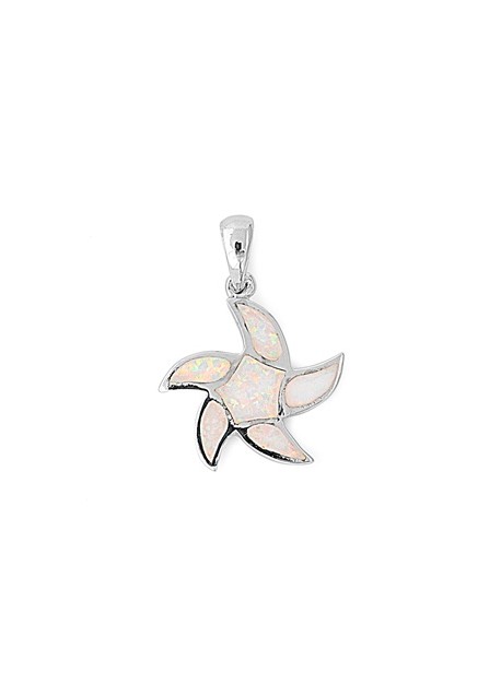 Pendentif Étoile de mer orné d'Opale blanche en Argent 925