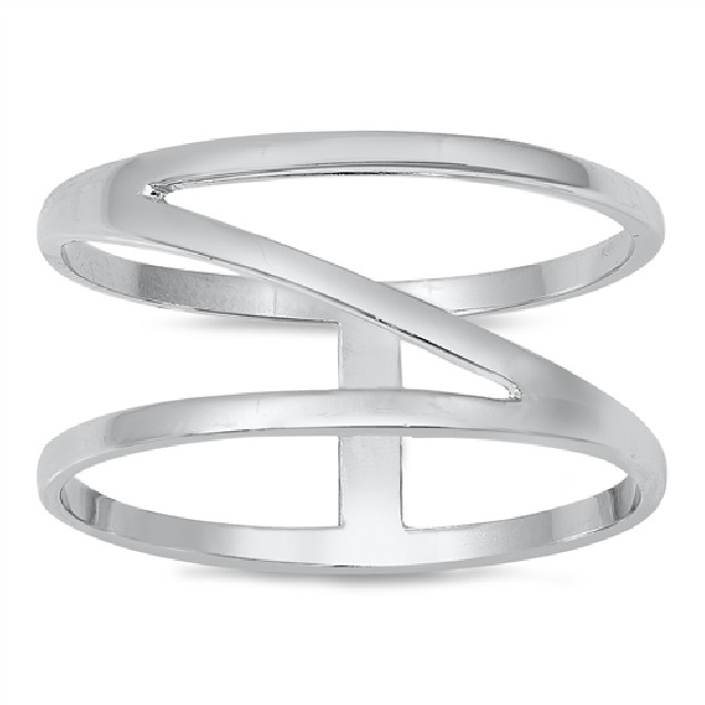 Bague large double Bande "Cage" en Argent Massif