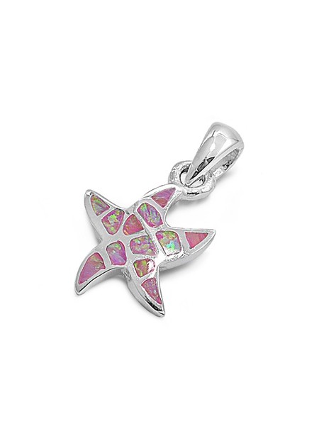 Pendentif Étoile de mer orné d'Opale rose en Argent 925