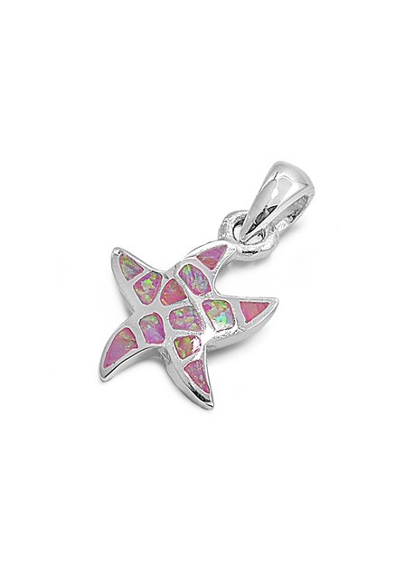 Pendentif Étoile de mer orné d'Opale rose en Argent 925
