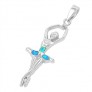 Pendentif Danseuse Ballerine orné d'Opale bleue en Argent 925