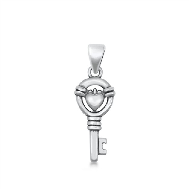 PENDENTIF mixte Cœur & Clé argent 925