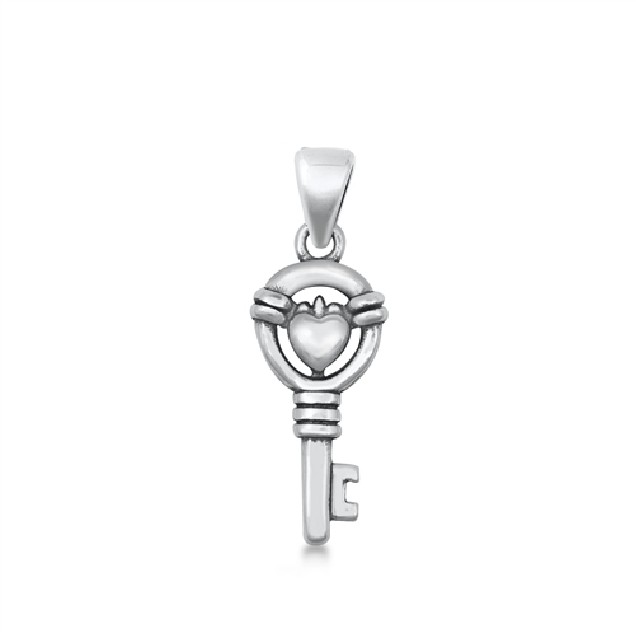 PENDENTIF mixte Cœur & Clé argent 925