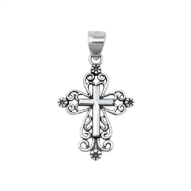 PENDENTIF mixte Croix argent 925