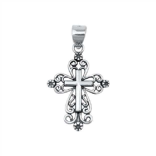 PENDENTIF mixte Croix argent 925