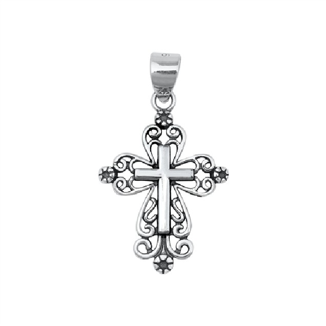 PENDENTIF mixte Croix argent 925