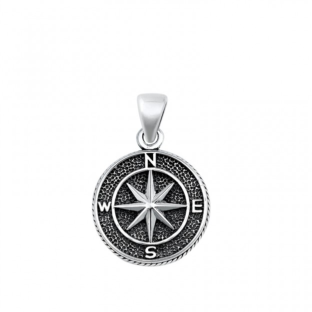 PENDENTIF mixte Boussole argent 925