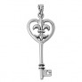 PENDENTIF mixte Clé Fleur De Lys dans un Cœur argent 925